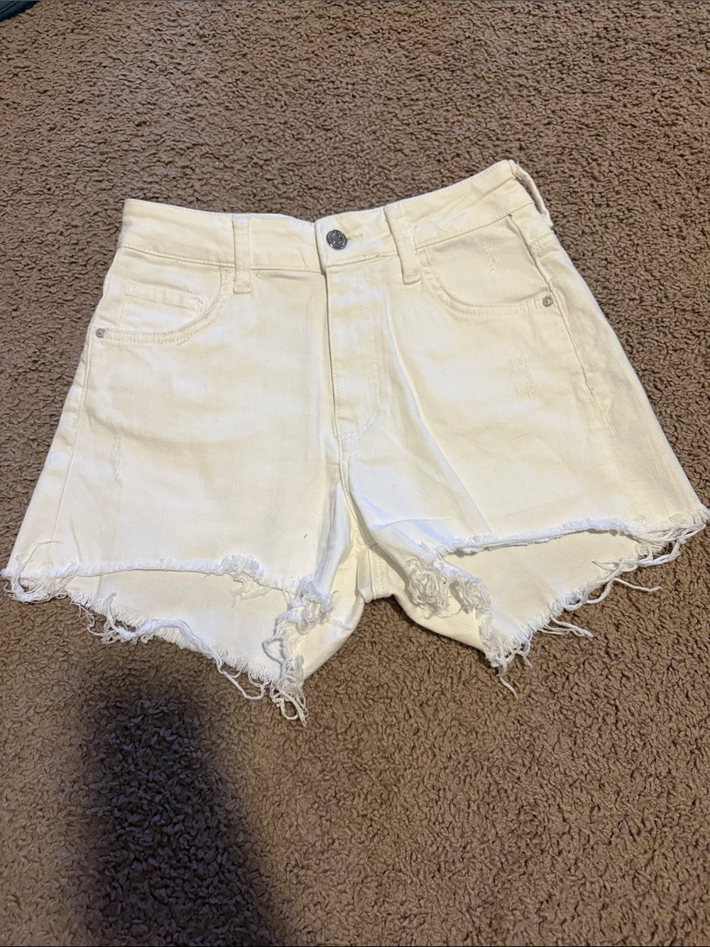 Mavi White Distressed Frayed Hem Denim Shorts
